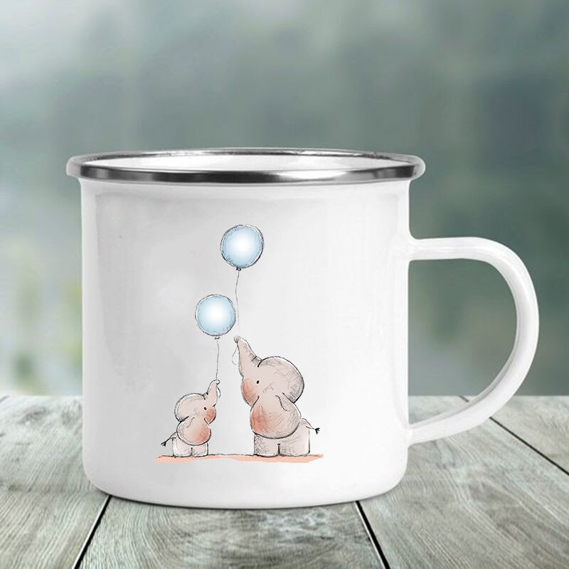 Søtt dyr bokstavtrykk krus glass kaffe te kopp drikker dessert frokost melk kopp emalje krus håndtak drinkware: Xh1991-a015wh-8