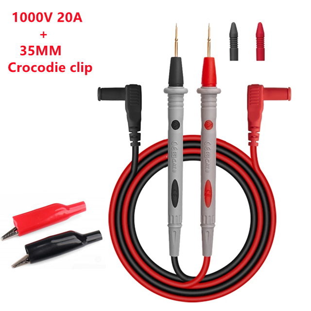 10a 20a 1000v probe testledningar stift för digital multimeter nålspets multimeter tester ledning sond tråd penna kabel: Vit
