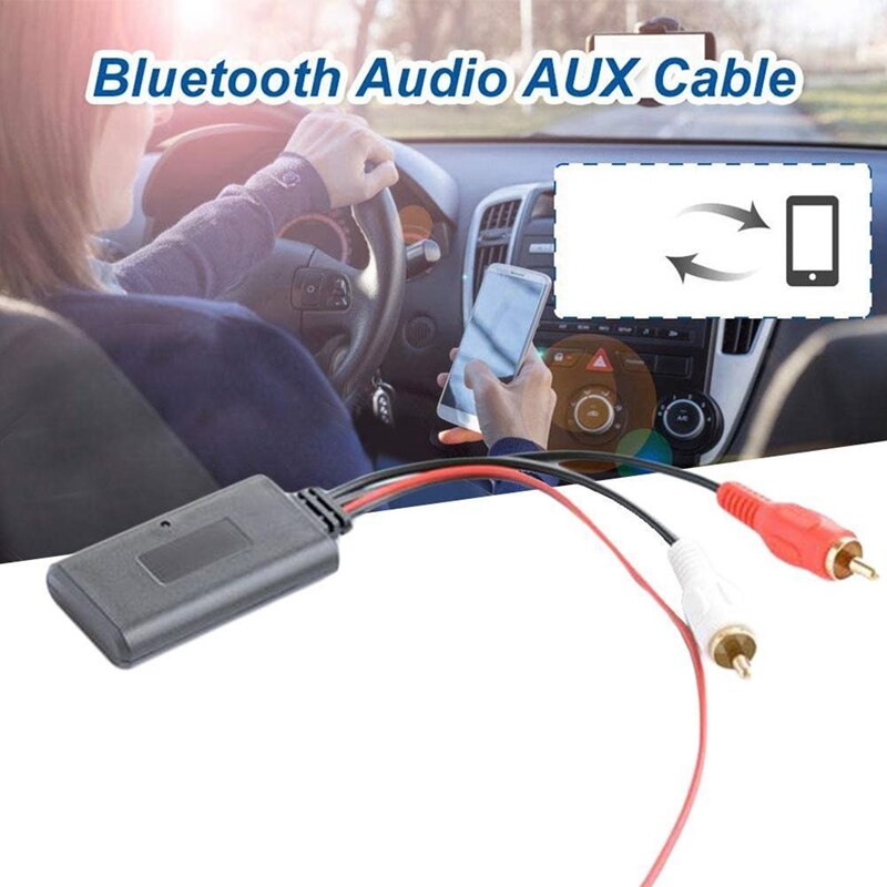 5Pcs Car Wireless Bluetooth AUX Receiver Module Music Adapter RCA Audio Cable Universal 2RCA Interface Adapter 5-12V