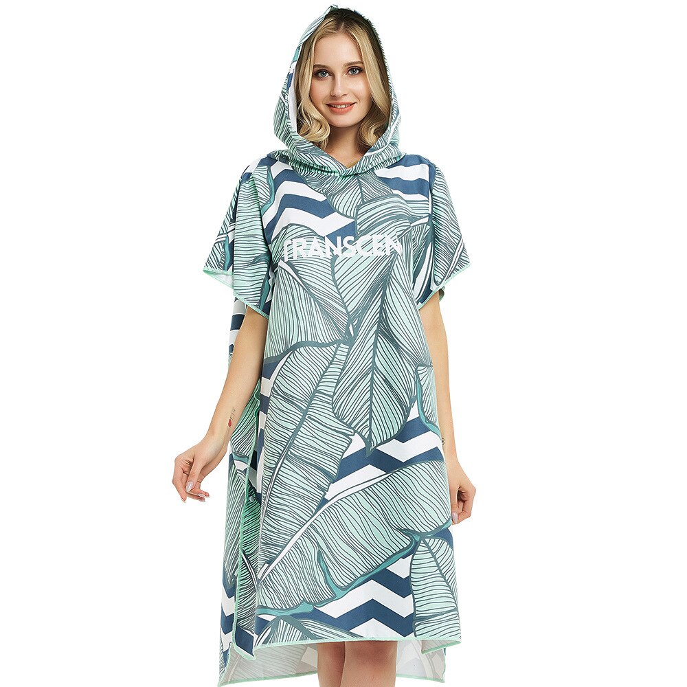 Toalla deportiva con capucha para hombre y mujer, Poncho de secado rápido, albornoz de playa, bata de baño, Sudadera con capucha para Surf, Parka de natación: Multicolor