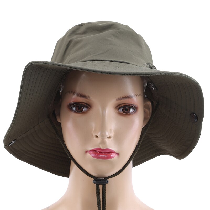 Mesh zonnehoeden voor dames, brede rand, zomer strand emmerpetten voor meisjes, outdoor, uv-bescherming, opvouwbare vissershoed, kinriem, Beige, M