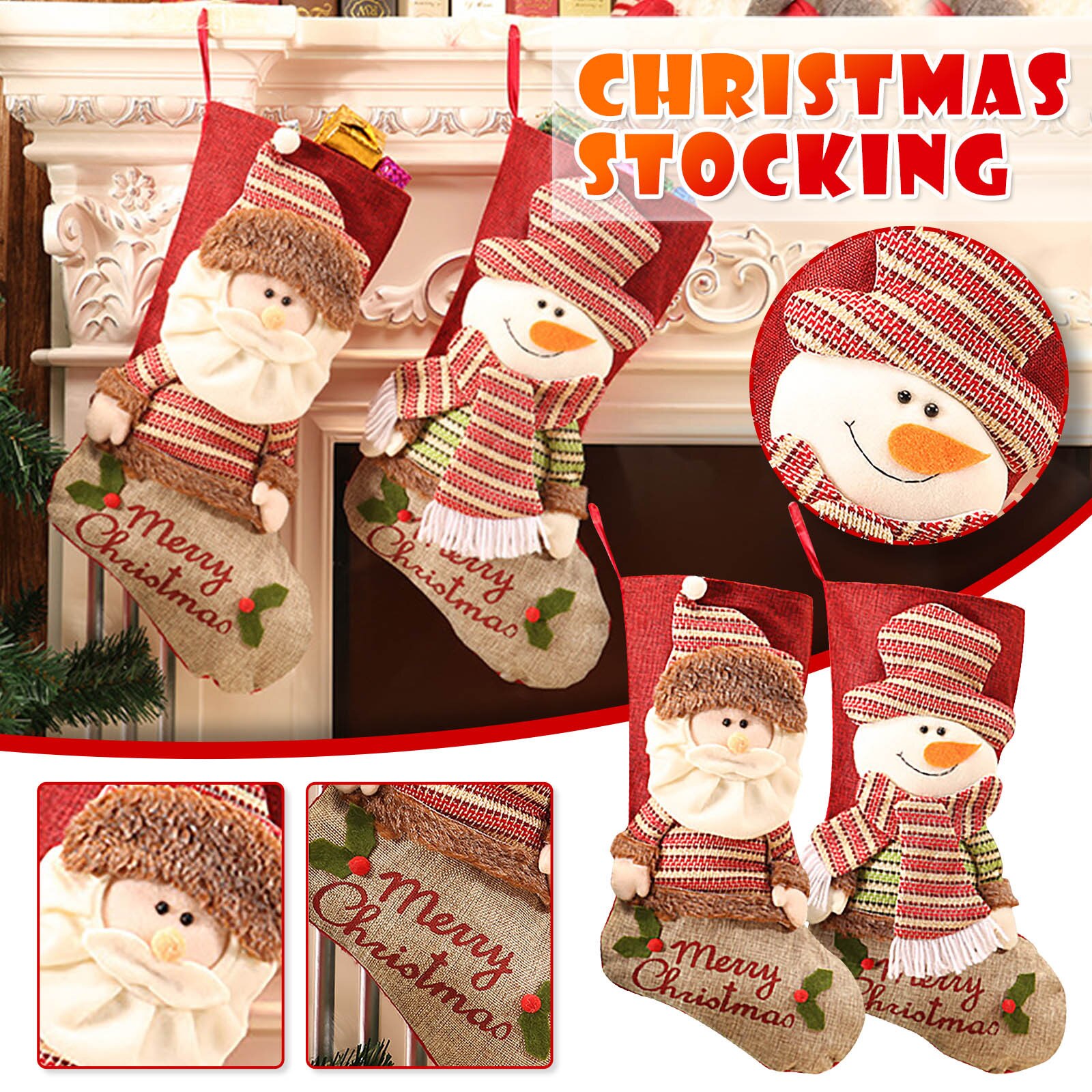 Grote Kousen Kerstman Snowman Stof Sokken Kerst Mooie Tas Voor Kinderen Haard Boom Kerst Decoratie