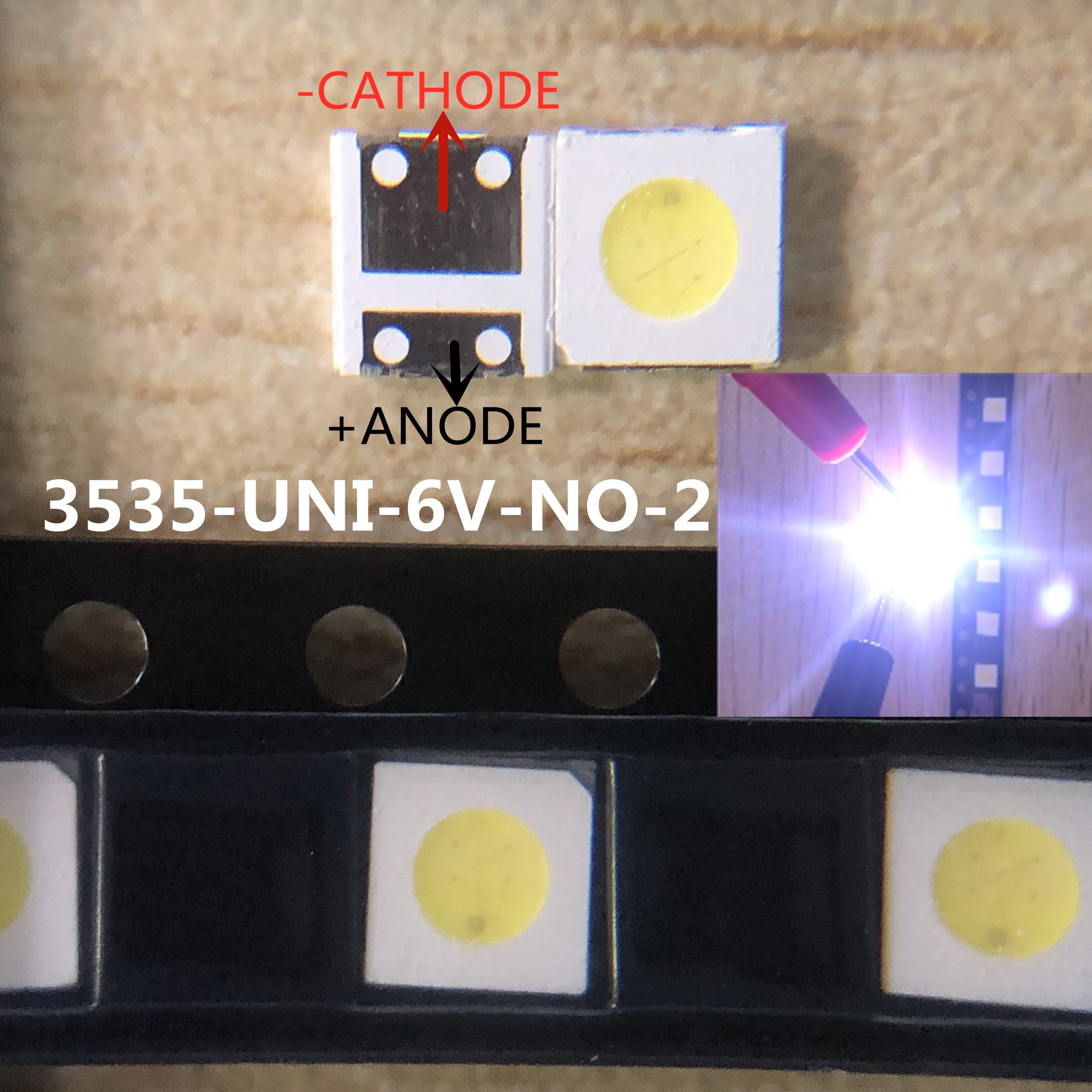 3535 SMD LED TV Hintergrundbeleuchtung 1W 3V 6V Diode Televisao LG 3535 3537 LED Dioden TV hinterleuchtet kühle Kalte Weiße LED LCD Hintergrundbeleuchtung Reparatur: 100Stck 6V Nein2