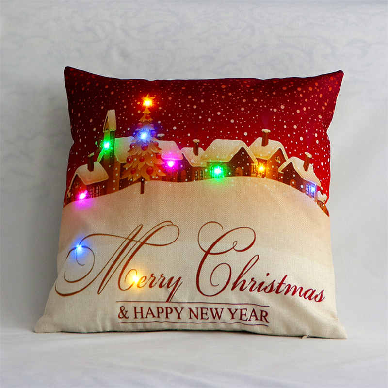 Hør glædelig jul pudebetræk ledet enkelt lykkeligt år pudebetræk sne vintage hjem seng dekorative pudebetræk: 2