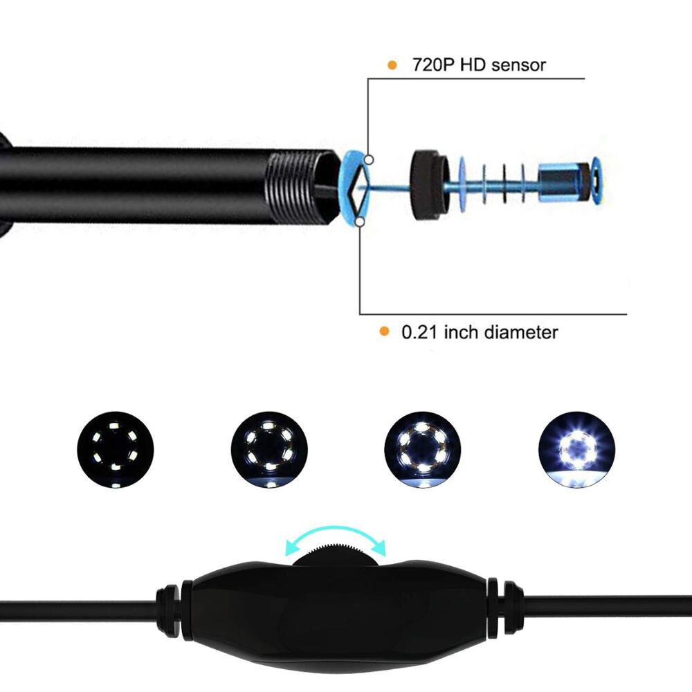 5.5mm högupplösta visuella otoskop öron näsa hals lysande öra sked visuell grävande öron sked endoskop visuell öron sked