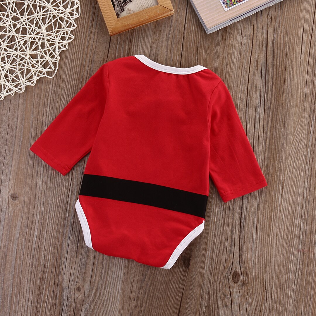 Citgeett Emmababy Infant Neugeborenen Baby Junge Mädchen Rot Bodysuit Santa Langen Ärmeln Overall Weihnachten Kleidung Weihnachten Herbst Set ZX