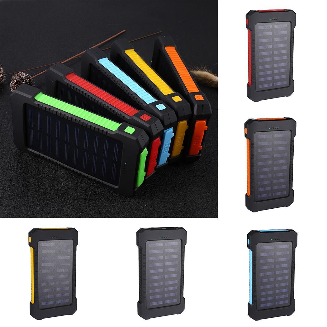 30000mAh Outdoor Solar Portable 2 USB Power Bank Powerbank Hanger Compass DustStop External Battery For Xiaomi MI iPhone Samsung