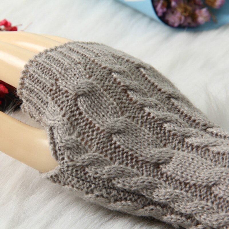 Guantes de invierno para mujer, manoplas cálidas de lana de imitación, de ganchillo, para brazo, sin dedos