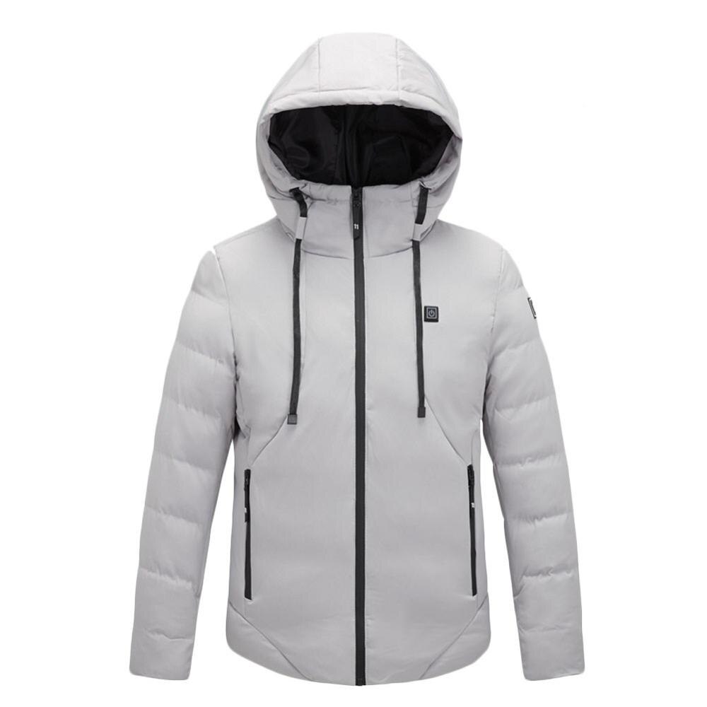 Elektrische Verwarmde Jassen Vest Down Katoen Outdoor Jas Usb Elektrische Verwarming Hooded Winter Thermische Warmer Jassen Winter Outdoor: Ivoor / 4XL