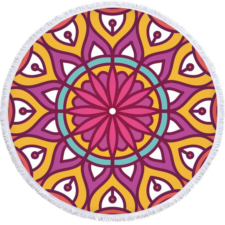 Real Microfiber Round Beach Towels Sport Scarf Bohemian Circle Serviette De Plage Toalla Playa Swimming Bath Towel: 7