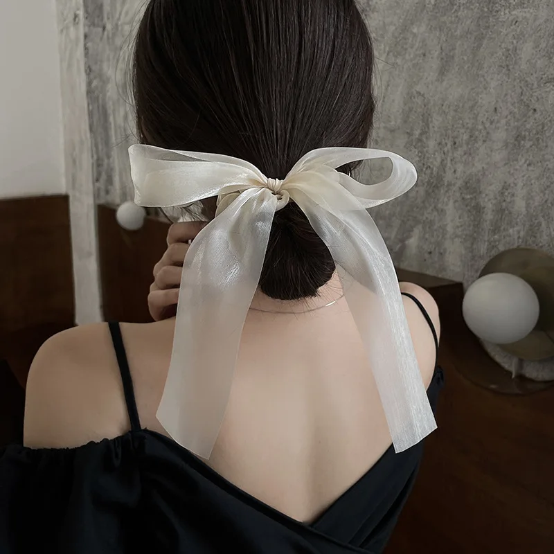 Pinza para el pelo con lazo de hilo blanco y negro para mujer y niña, horquilla para la Cabeza trasera, accesorios para el cabello de , primavera y verano, novedad de 2023