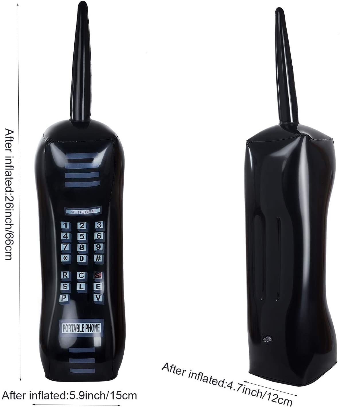 2 stykker oppustelig radio boombox oppustelig mobiltelefon rekvisitter til 80s 90s festdekorationer