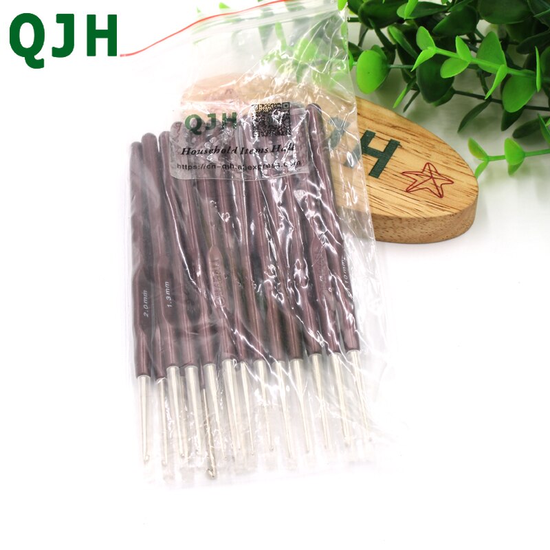 Qjh 16Pcs Plastic Handvat Haaknaalden Handvat Breinaalden Set Crochetings En Breisels 0.5Mm-2.5Mm 16 size