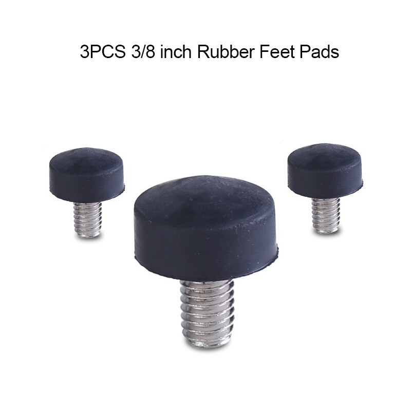 Accessories: steel foot, screw spikes, hiking stick grip, 3/8 -inch rubber feet, pads, waist bag, hanging for monopod/tripod.: 3 pcs foot pads