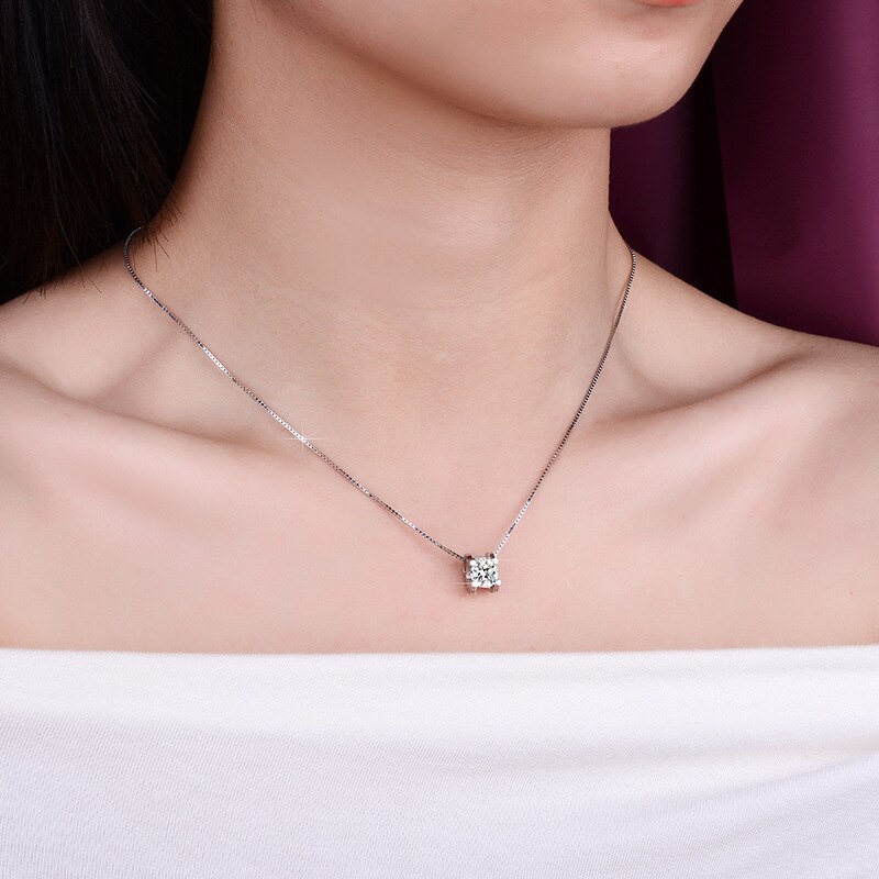 Smyoue 2ct 1ct test bestanden moissanit-diamantanhänger für damen klassisch trendig 925 sterling silber schmuck brillant halo