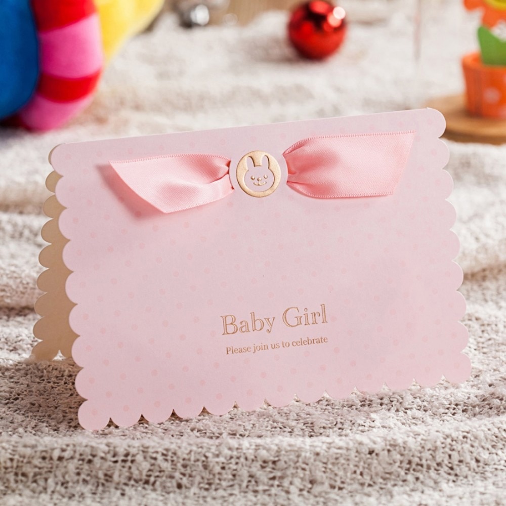 Pinkblå baby shower-invitationskort med sød babybil inviterer kortsæt til drengepige fødselsdag 1 stykke prøvekort
