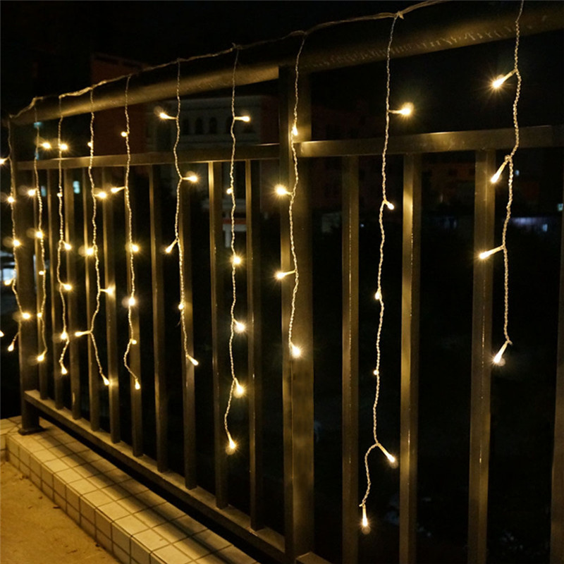 1x Kerstverlichting Outdoor Decoratie 5 m Droop 0.4-0.6 m Led Gordijn Ijspegel Lichtslingers Nieuwjaar Wedding party Garland Light: Warm White / EU Plug