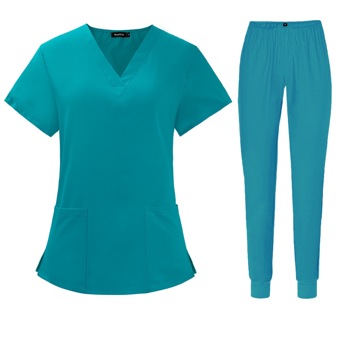 Kurzarm V-ausschnitt Anzug Frauen Solide Sommer Neue In Arbeit Kleidung Arzt Krankenschwester Pet Krankenhaus SPA Peeling Set Weibliche Medizinische Uniformen