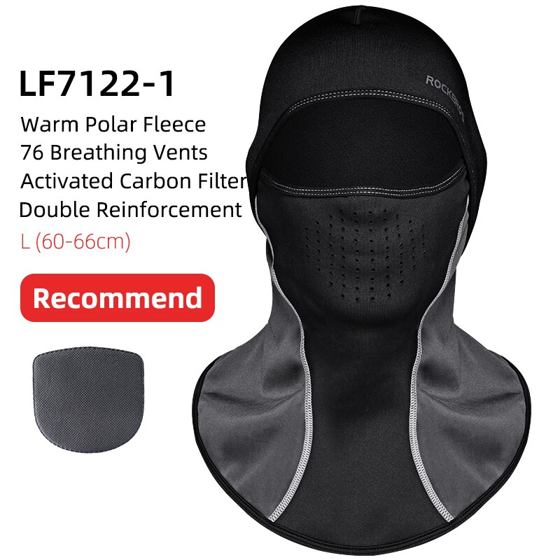 ROCKBROS-Mascarilla de esquí térmica, forro polar con protector para la cara, capucha de snowboard, bufandas de deporte al aire libre, a prueba de viento, casco para bici, pasamontañas: LF7122L
