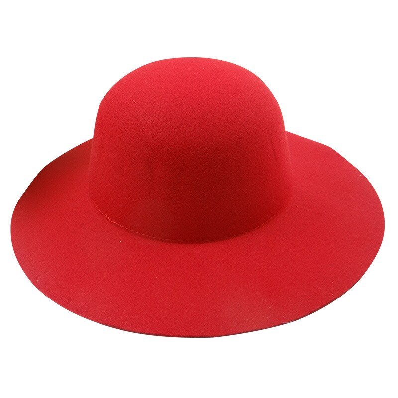 USPOP women winter hats wool fedoras adjustable unisex solid color wool hats: Dome-red