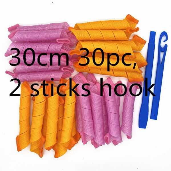 30 pièces, 20/30/50cm Magique leverag cheveux bigoudi spirale boucles à rouleaux Sans Chaleur Bigoudis Couleur Bigoudis Avec style: 30cm 30pcs