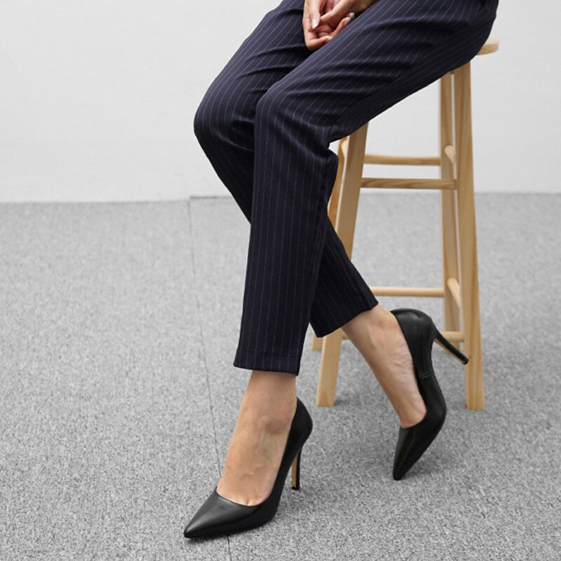 Kvinder høje hæle sko mærke spidstå kvinde pumps kontor damer arbejdssko kjole spring summber plus size kvindelige pumps de
