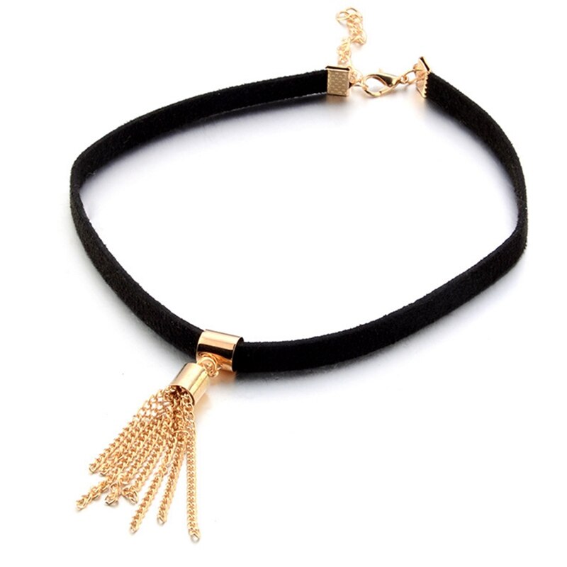 Women Choker Necklace Faux Leather Alloy Choker Chain Choker Collar Women's Neck Chain Retro Clavicle Choker: Golden B