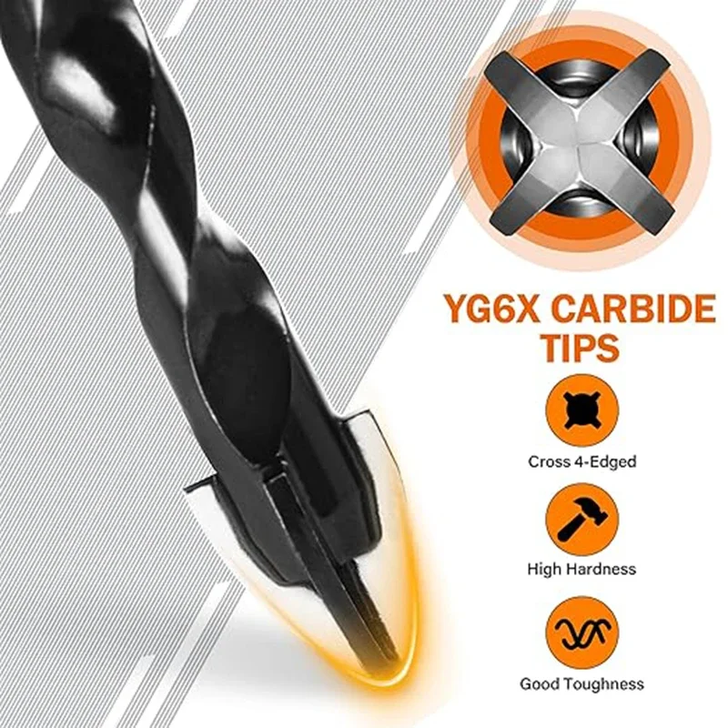 Brocas para mampostería de 3-12mm, 14/7 Uds., cuatro filos, juego de brocas para hormigón, punta de carburo de tungsteno, funciona con carburo de piedra de hormigón