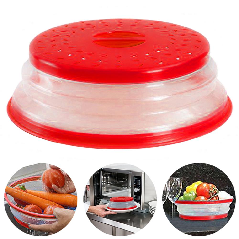 Inklapbare Plastic Magnetron Anti-Splash Deksel Fruit Groente Afvoer Mand