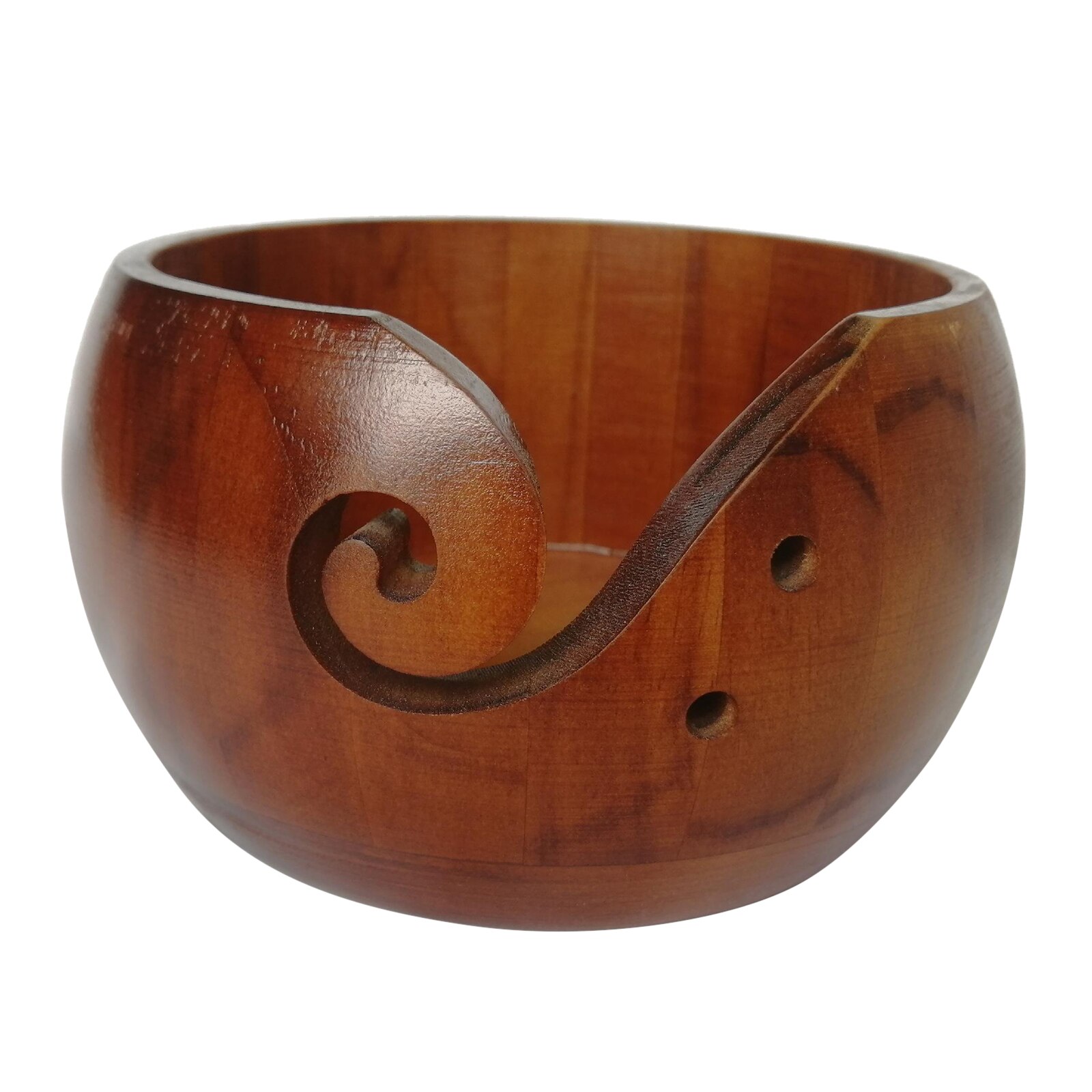 Drewniana przędza miska przenośna przędza dziewiarska nici wełniane miska uchwyt z hakiem akcesoria: brązowy