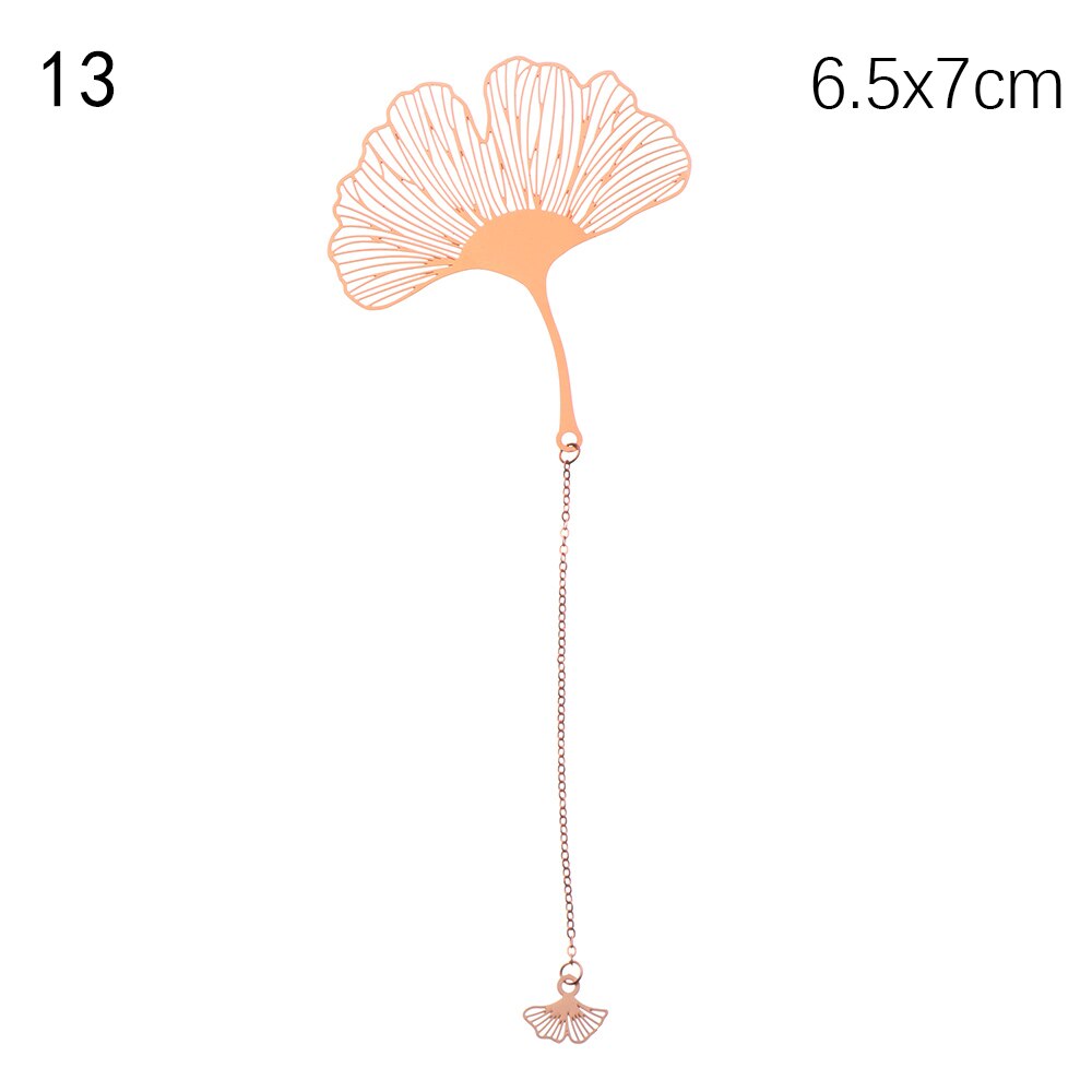 Retro Chinese Style Hollow Gold Metal Bookmark Maple Leaf Vein Fringed Pendant Apricot Leaf Bookmark Stationery: 13