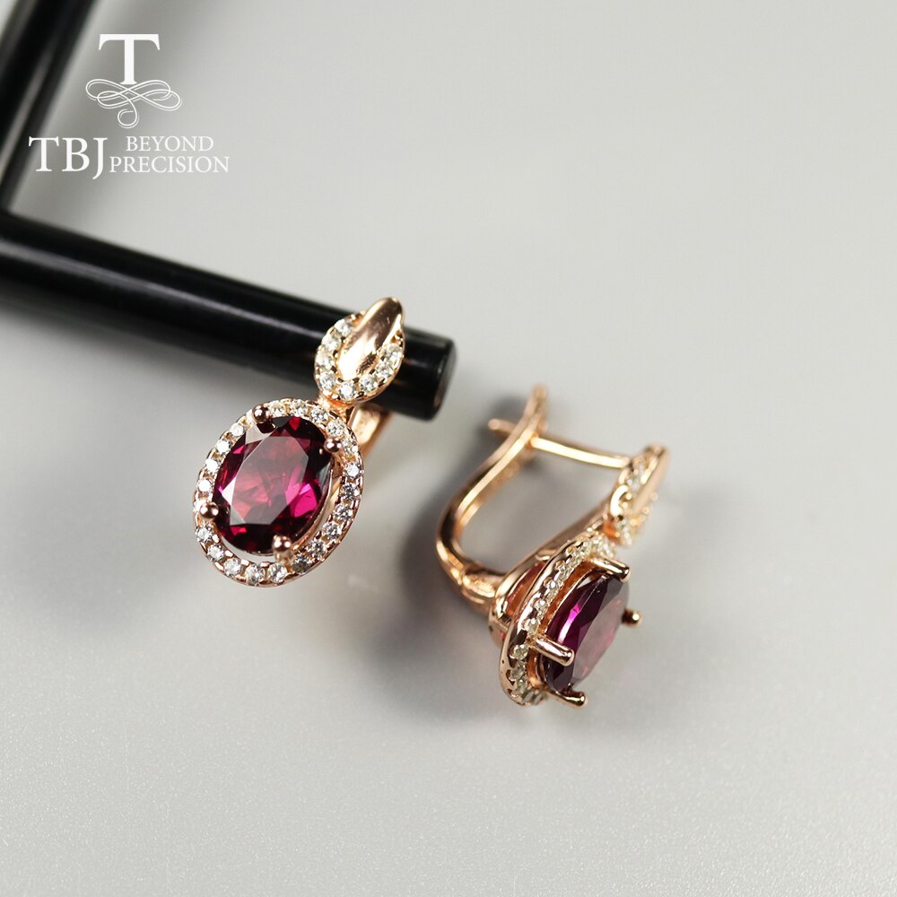 Tbj, klassieke Granaat Oorbel Natuurlijke Mozambique Peer 6*9Mm 3ct Edelsteen Sieraden 925 Sterling Zilver Voor Gilrs Dagelijks dragen: rhodolite