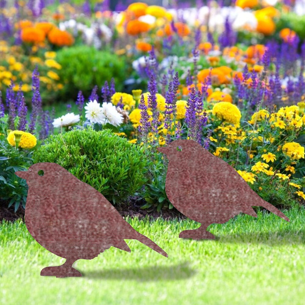Metal Bird Silhouettes Stakes Garden Decorative Bird Sculpture for Backyard Yard Garden Adornment Gardening Ornaments