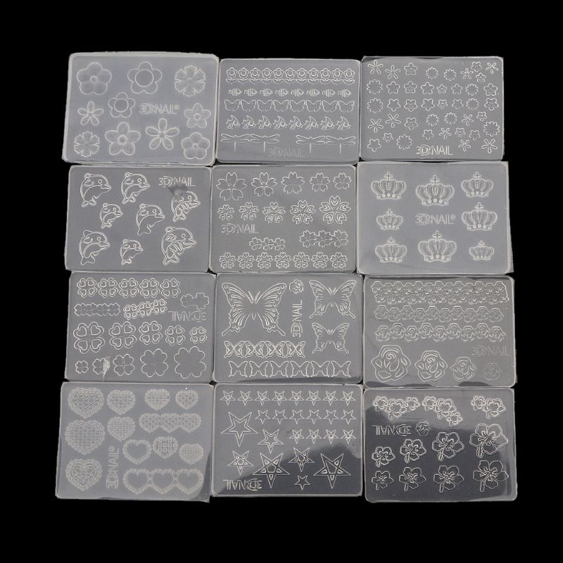 12Pcs Mini Nail Art Silicone Mold Leaves Flower Animals Template Resin Molds Kit Resin Mold Jewelry Making Tools