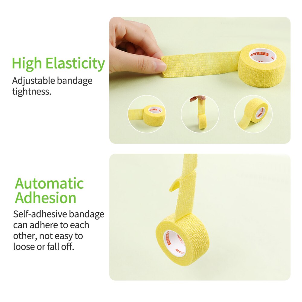 1 Roll Self Adherent Cohesive Wrap Bandage Non-Woven Bandage Calluses-Proof Breathable 1.0 Inch x 5 Yards for School Students
