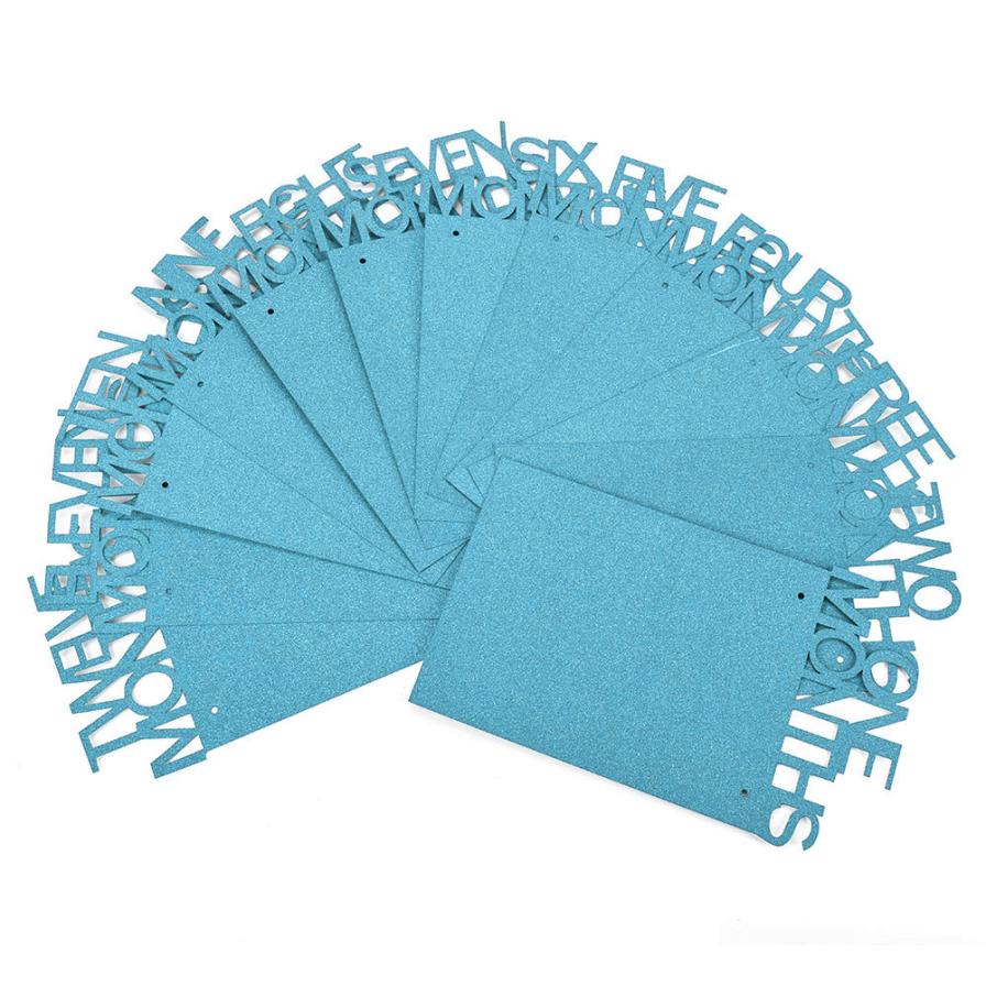 Frame Kids Birthday Decorations 1-12 Month baby Photo holder Photo Banner Monthly Photo Frame Wall baby Photo folder: Blue 