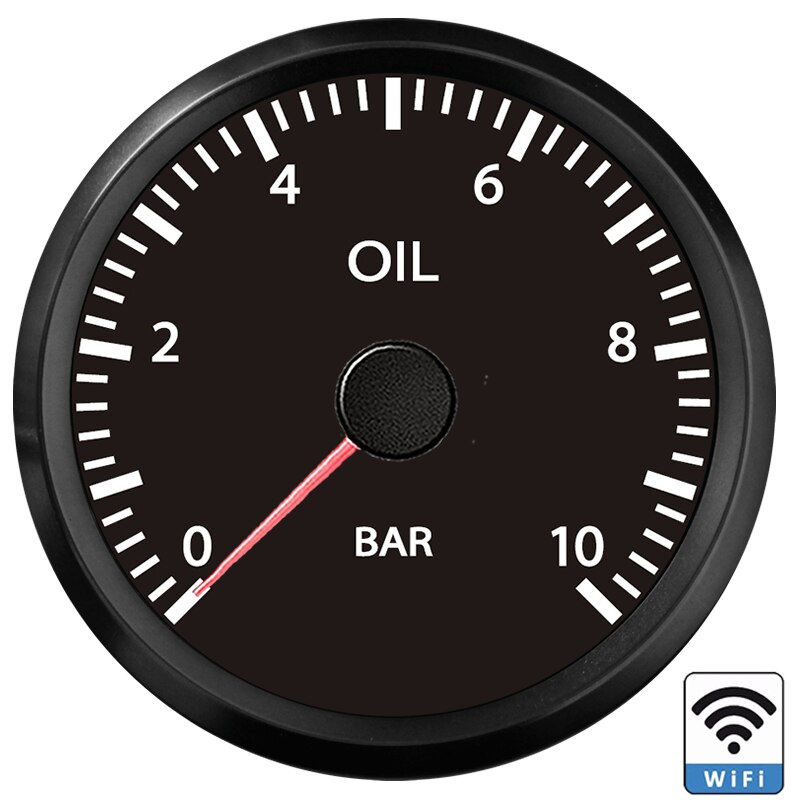 Manomètre d&#39;huile WiFi 52mm, 0-10bar, Support étanche Programmable PC/ordinateur portable/téléphone portable pour 0-190ohm 240-33ohm 12/24V