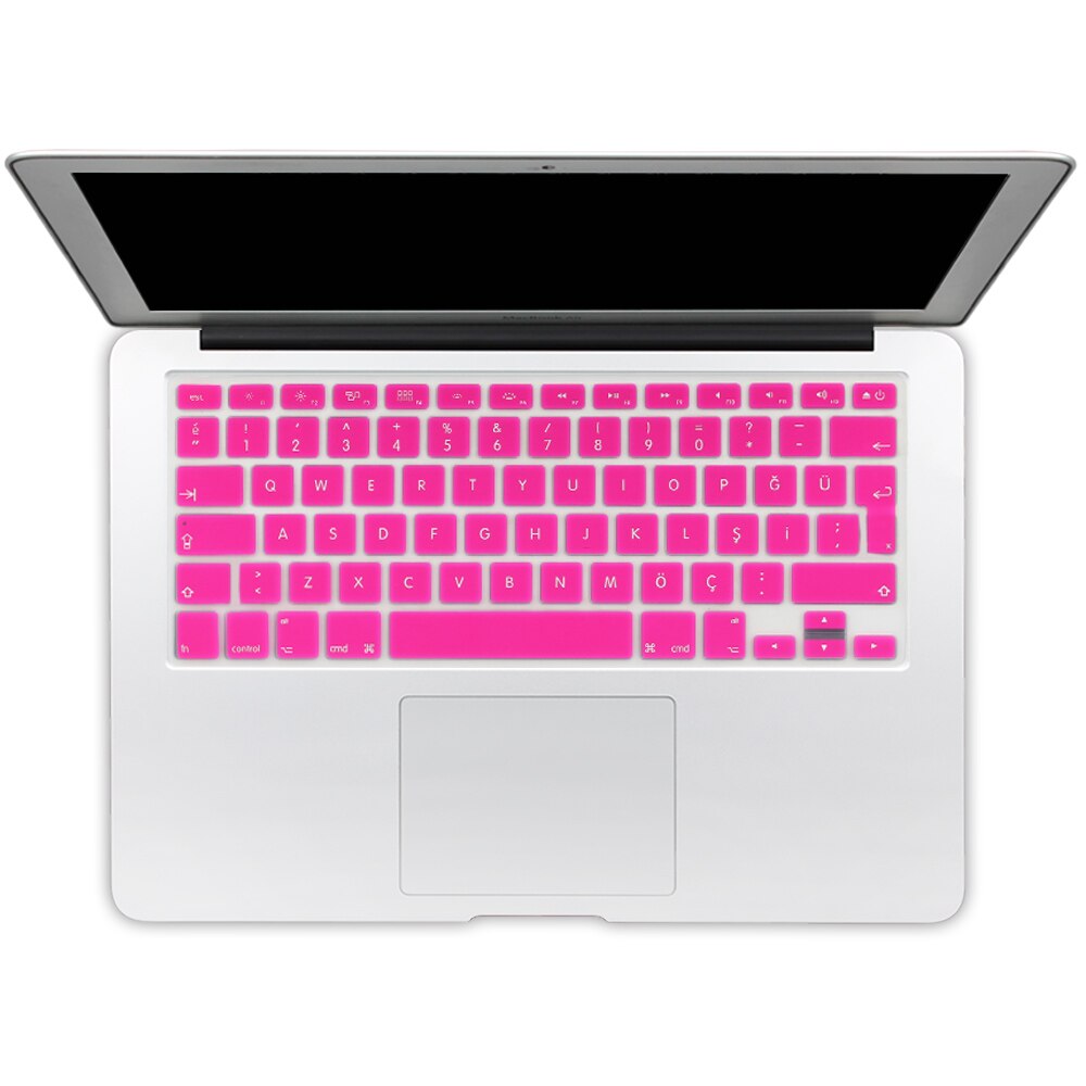 Autocollants de protection de clavier en Silicone de Version turque de l'ue pour Apple Macbook Pro 13 15 17 Retina Mac Air 13 couverture de clavier: dark pink