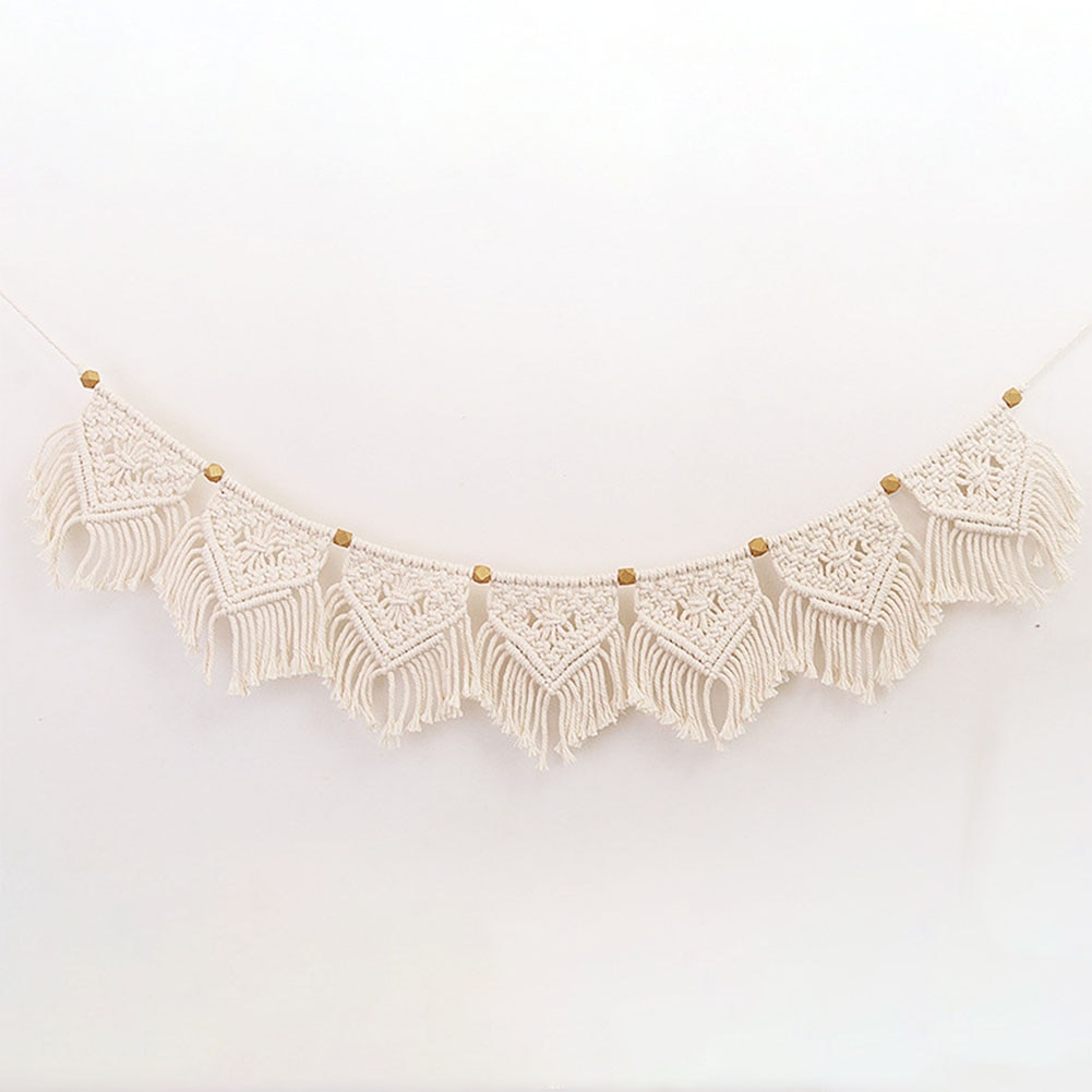 Macrame vävd prydnad vägg hängande vintage bröllop konst bomull linne gobeläng dörr gardin vardagsrum heminredning handgjorda