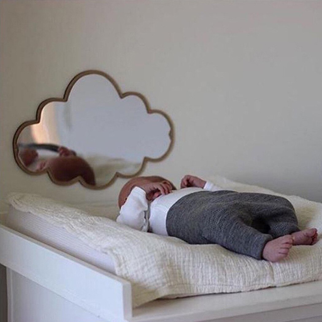 Espejo acrílico en forma de nube de 33x23cm, adornos para dormitorio, decoración para el hogar hecha a mano