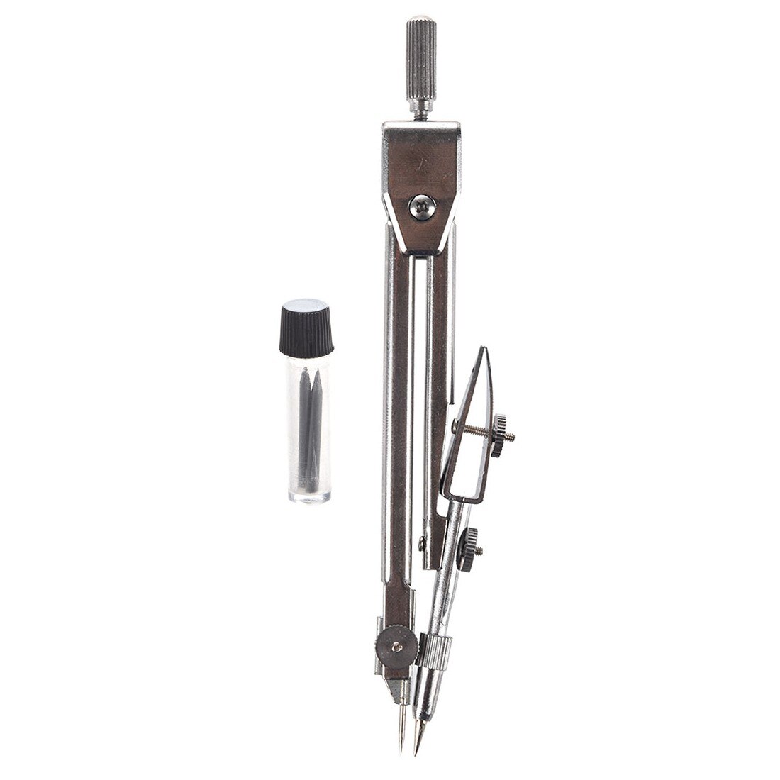 -School Stationery Drawing Tool Silver Tone Metal Drafting Compasses Set