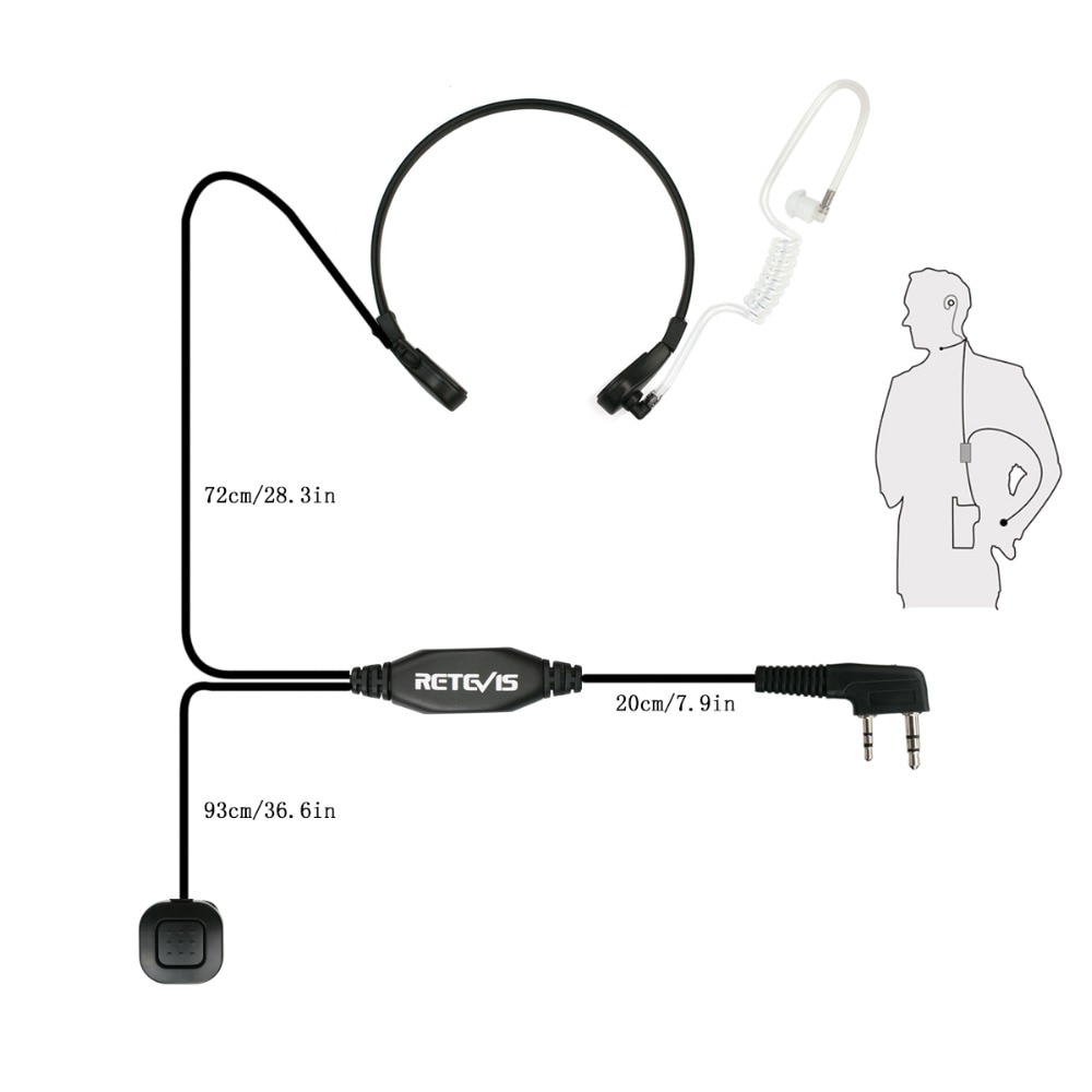 10pcs Throat Mic PTT Earpiece Covert Acoustic Tube Headphone For Kenwood Retevis RT5R H777 For Baofeng UV5R Bf-888S Walk Talk