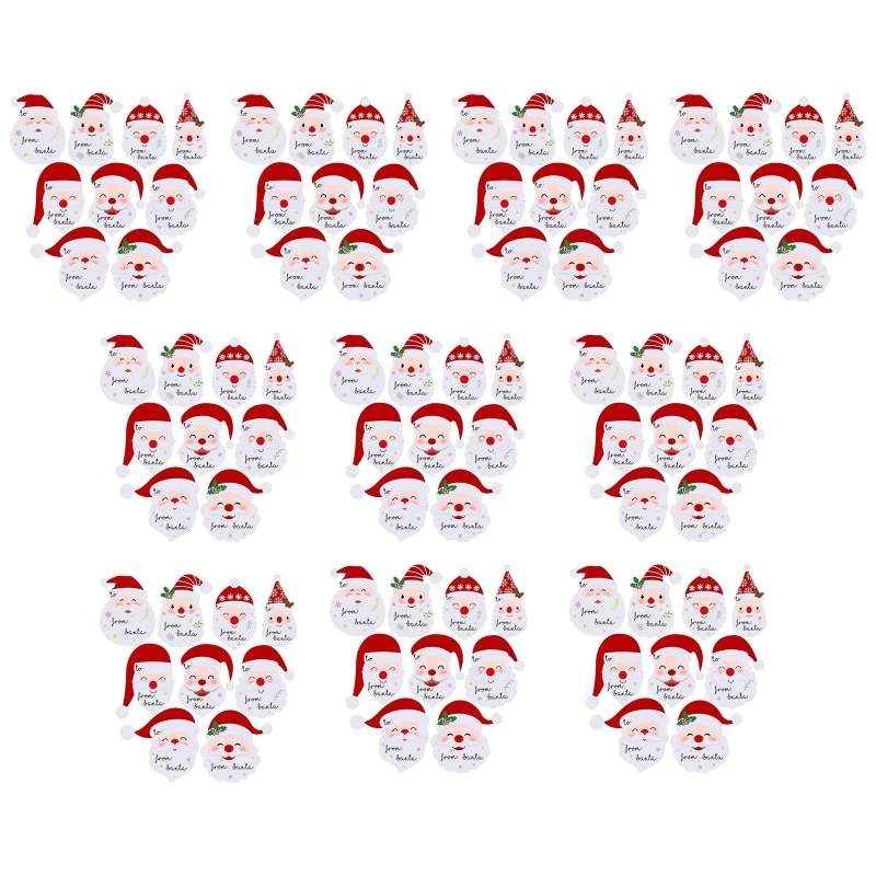 10 Vellen 90 Stuks Kerstcadeau Naam Tags Stickers Cute Van Santa Glimlach Etiketten Voor Xmas Wikkelen Party Favor