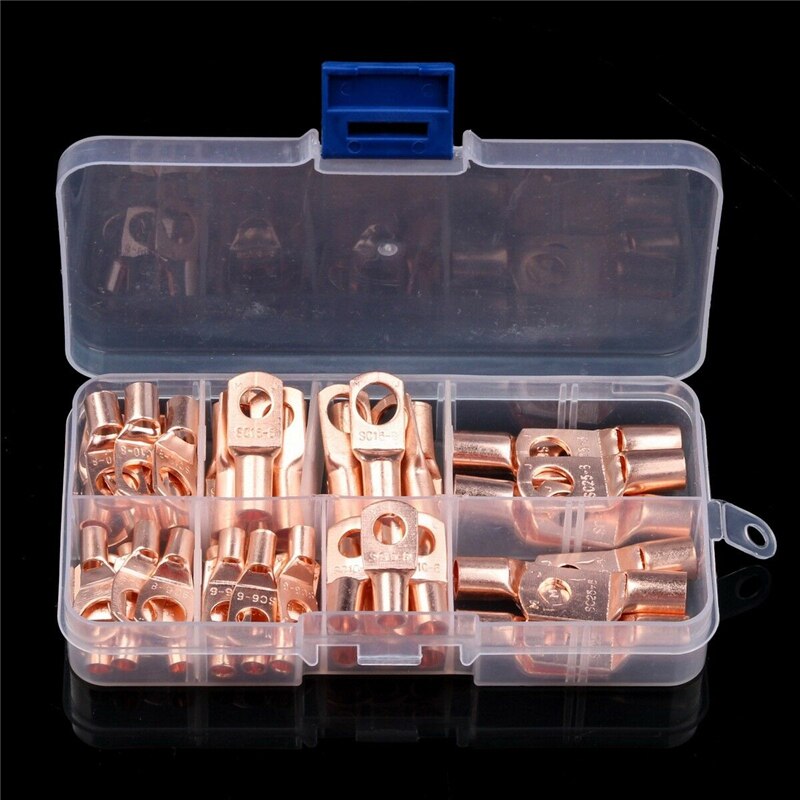 60 pçs sortimento carro automóvel anel de cobre terminal fio crimp conector desencapado cabo terminais de bateria conectores soldados SC6-25Kit: Default Title