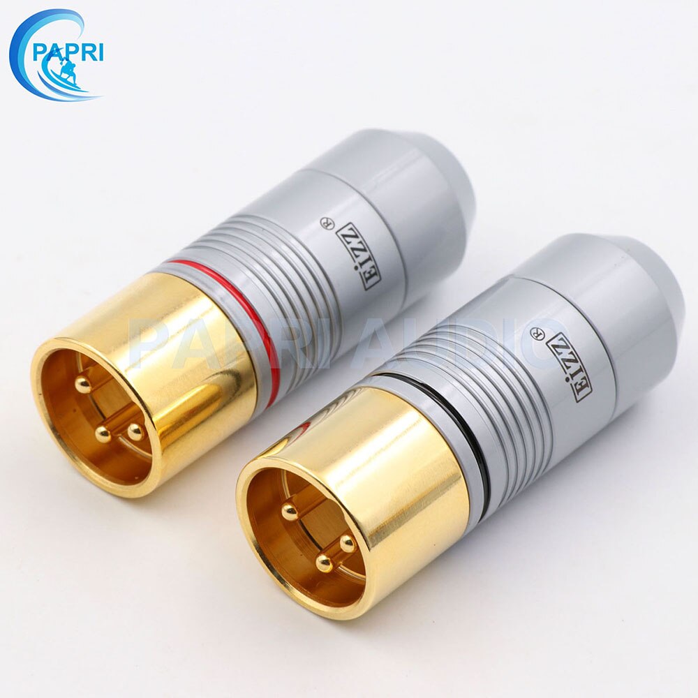 EIZZ 2PCS Tellurium Copper 3 pin Male Female XLR Connector MIC Snake 24K Gold Platinum Plated Audio AMP Microphone Cable Jack: EZ-206M