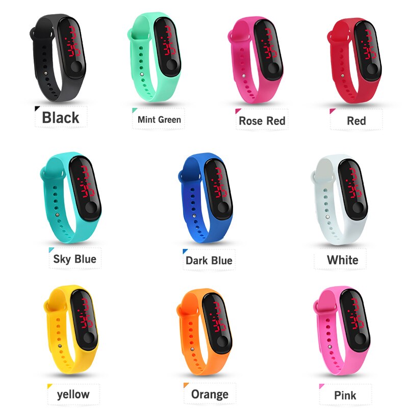 10 farben berühren LED Anzeige Datum Digital-Sport lässig Silikon Gurt Männer Frauen Armbinde freundlicher Armbinde Uhr Uhr