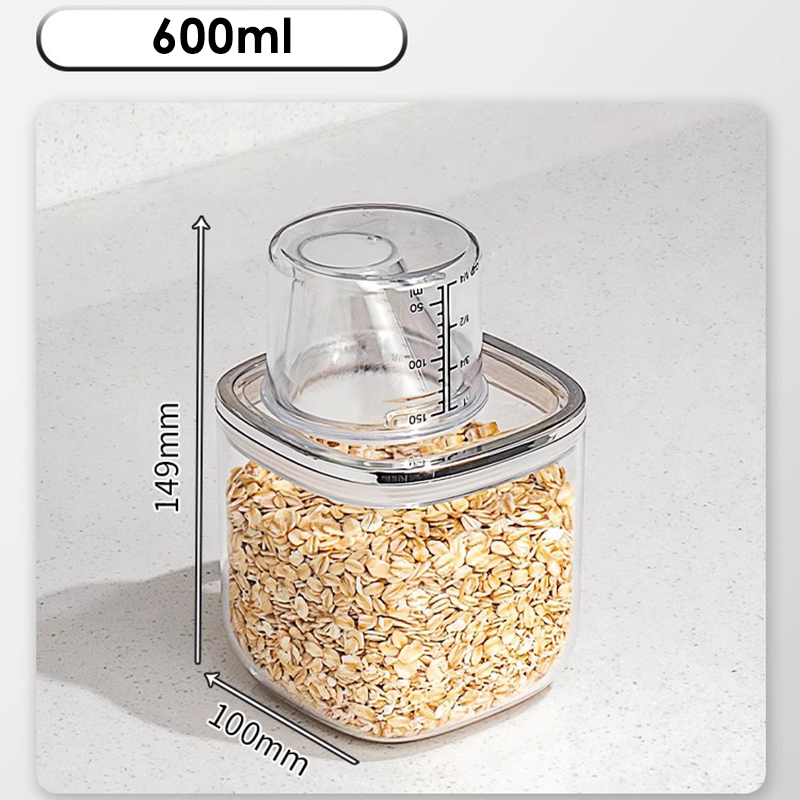 Contenedor hermético de plástico para almacenamiento de alimentos, caño de vertido, tarro transparente para cereales, nueces, frijoles, caja de almacenamiento, organizador de despensa de cocina: Gris claro