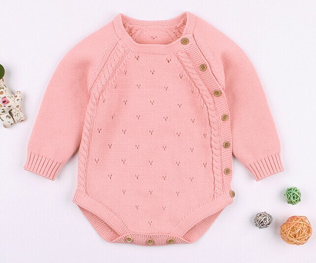 Focusnorm 0-18M Newborn Infant Baby Boy Girl Long Sleeve Knitted Jumpsuit Long Sleeve Bodysuit Overall Clothes: A / 12M