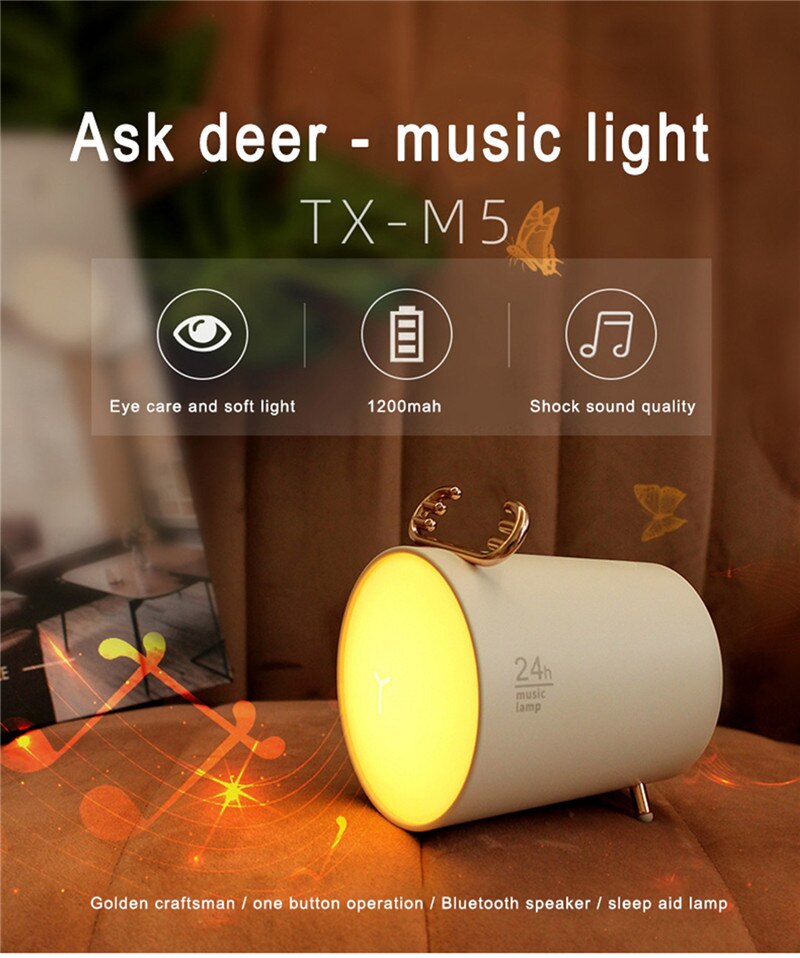 Bluetooth Speaker Multifunctional Wireless Intelligent Loudspeaker Box Voice Box Night Lamp for Birthday Christmas