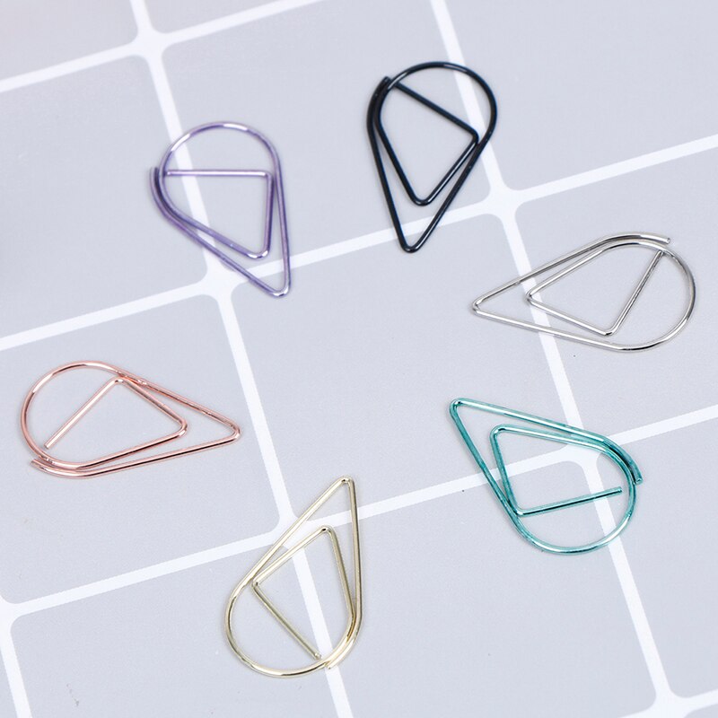 12 Stuks Modellering Paperclips Metalen Materiaal Water Shape Gouden Zilver Zwart Gekleurde Bookmark Memo Clips Escolar Papelaria